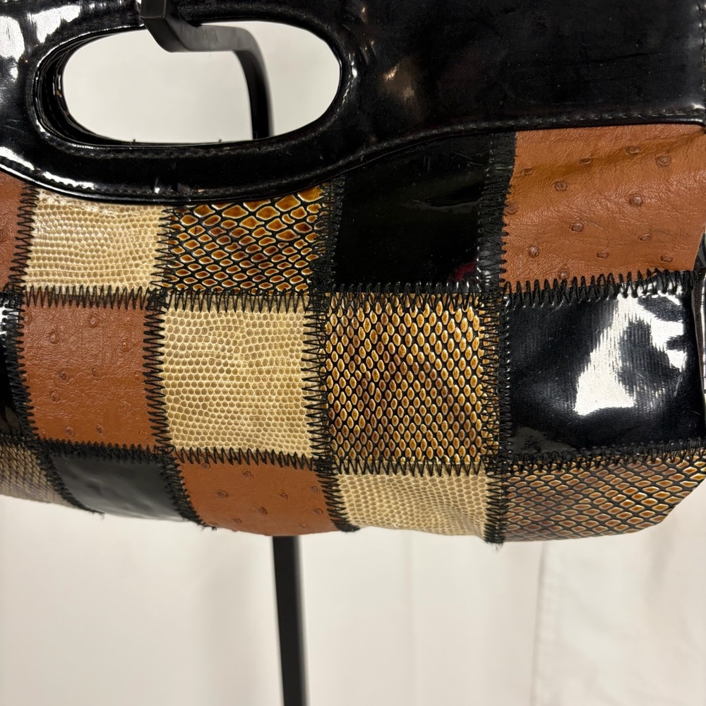 🖤 b.bag Patchwork Clutch / Top Handle Bag – Mixed Exotic Embossed Look - Picture 3 of 4